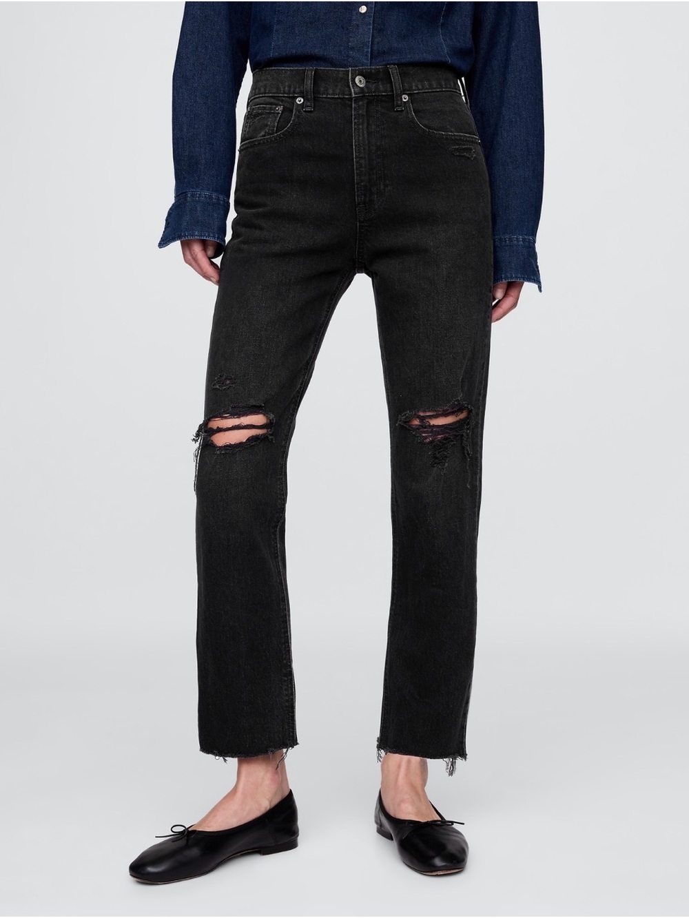 NWT GAP High-Rise Cheeky Straight Jeans in Black
